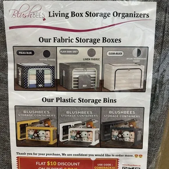 Collapsible Storage Boxes for Clothes Large Size 20×16×15 Gray Clothes Linen - Picture 3 of 3